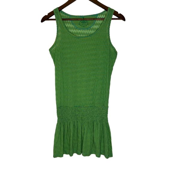 Prana Women’s Tank Top Small Green Striped Sleeveless Peplum Hem - Picture 1 of 9